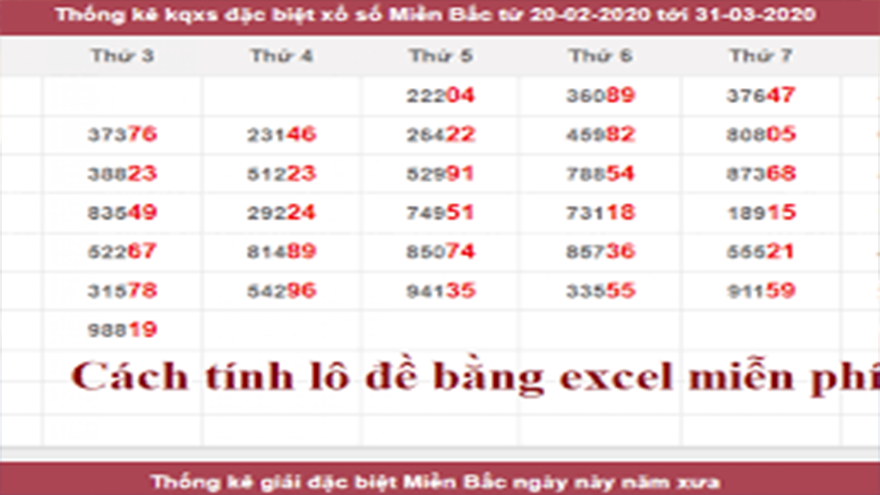 Tính lô đề bằng excel